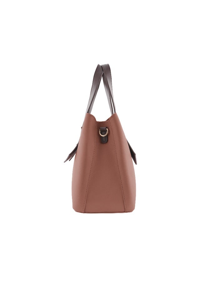 Foska Women's Elegant Tote & Shoulder Bag - Premium PU Leather - Brown - Image 3