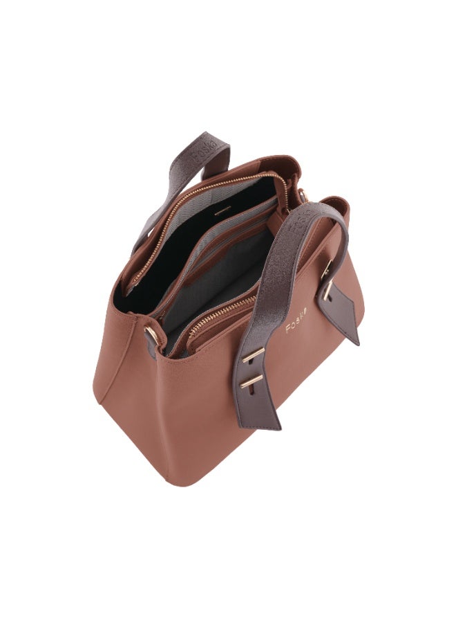 Foska Women's Elegant Tote & Shoulder Bag - Premium PU Leather - Brown - Image 5