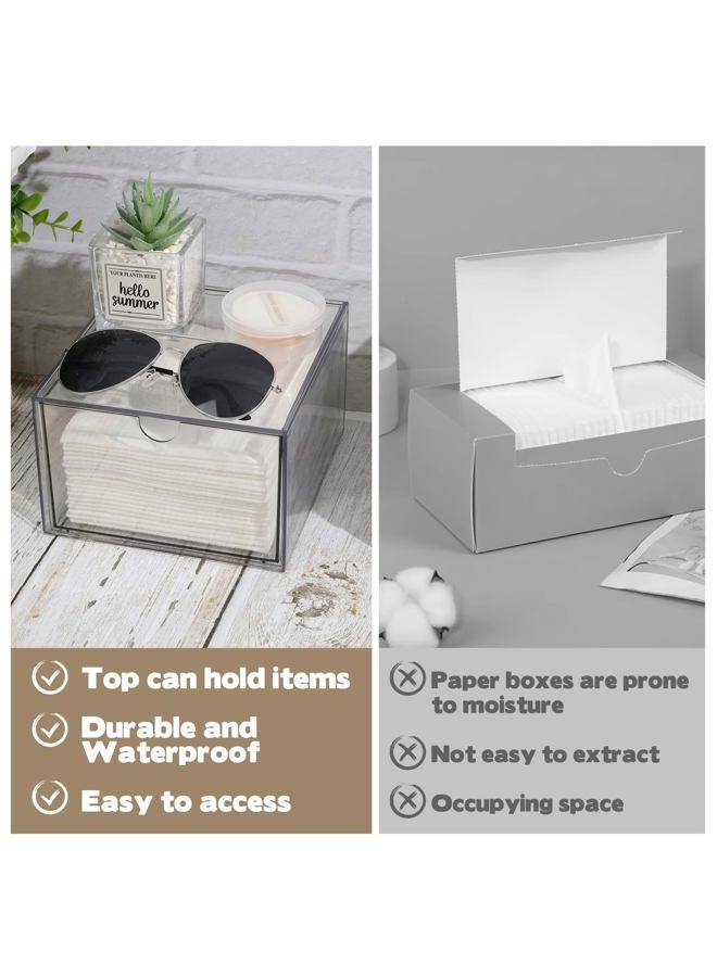 FMOACEN Disposable Face Towel Holder, Plastic Face Towels Storage Box with Drawer, Stackable Organizer for Clean Skin Club Face XL Towels, Towel Containers, Skincare Oragnizer for Vanity Bathroom Organization - Image 5