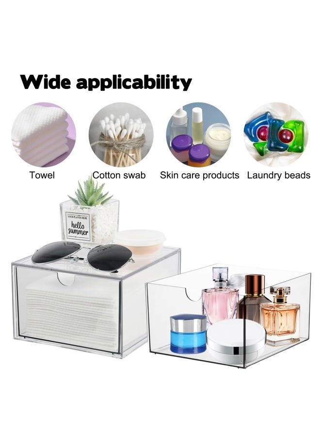 FMOACEN Disposable Face Towel Holder, Plastic Face Towels Storage Box with Drawer, Stackable Organizer for Clean Skin Club Face XL Towels, Towel Containers, Skincare Oragnizer for Vanity Bathroom Organization - Image 4