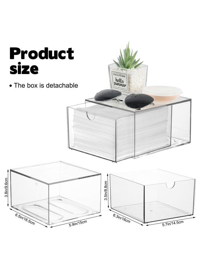 FMOACEN Disposable Face Towel Holder, Plastic Face Towels Storage Box with Drawer, Stackable Organizer for Clean Skin Club Face XL Towels, Towel Containers, Skincare Oragnizer for Vanity Bathroom Organization - Image 2