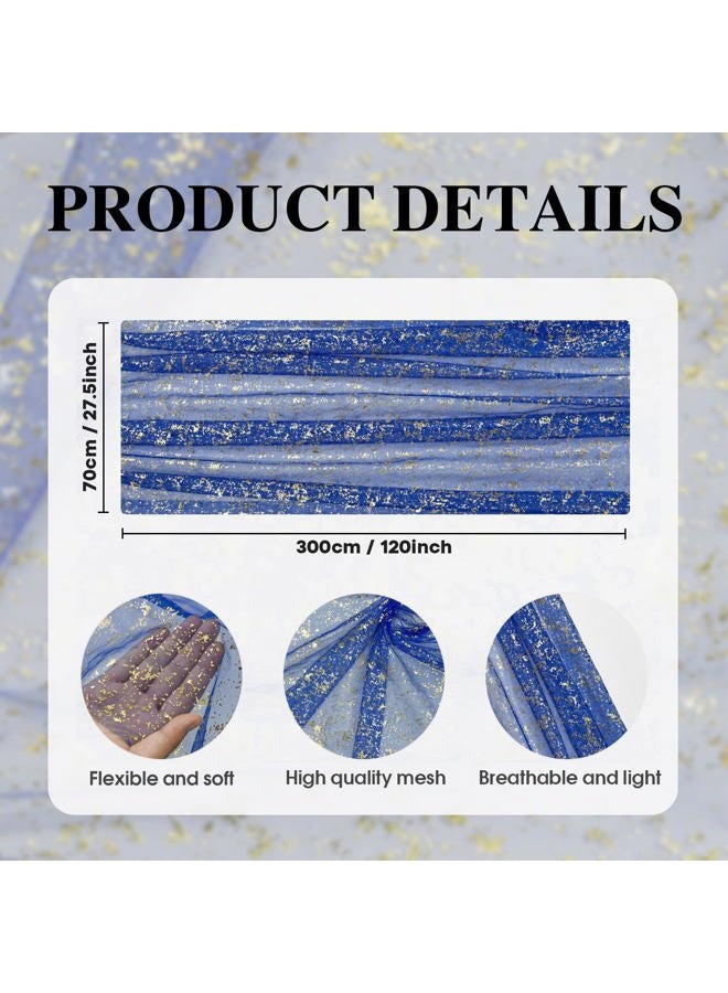 Artoid Mode Blue Gold Gauze Table Runner 70 x 300 cm, Glitter Metallic Foil Sheer Chiffon Cheesecloth Dining Holiday Table Decor for Home Party - Image 5
