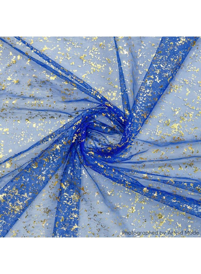 Artoid Mode Blue Gold Gauze Table Runner 70 x 300 cm, Glitter Metallic Foil Sheer Chiffon Cheesecloth Dining Holiday Table Decor for Home Party - Image 4