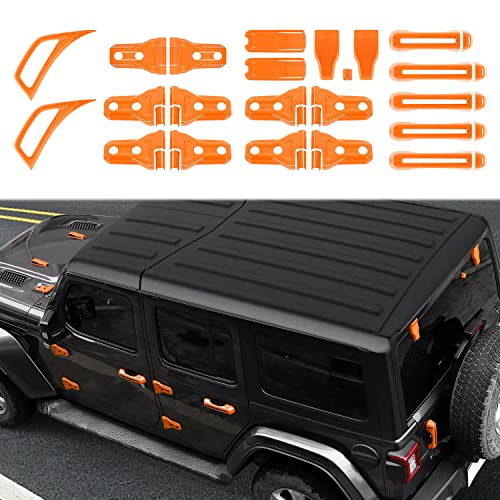 Linskip Full Body Exterior Accessories for 20182025 2026 Jeep Wrangler JL 4xe 4 Door Front Engine HoodSide Door HingeRear WindowSide FenderDoor Handle Full Set Orange 22Pcs - Image 1
