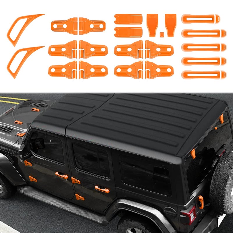 Linskip Full Body Exterior Accessories for 20182025 2026 Jeep Wrangler JL 4xe 4 Door Front Engine HoodSide Door HingeRear WindowSide FenderDoor Handle Full Set Orange 22Pcs - Image 2