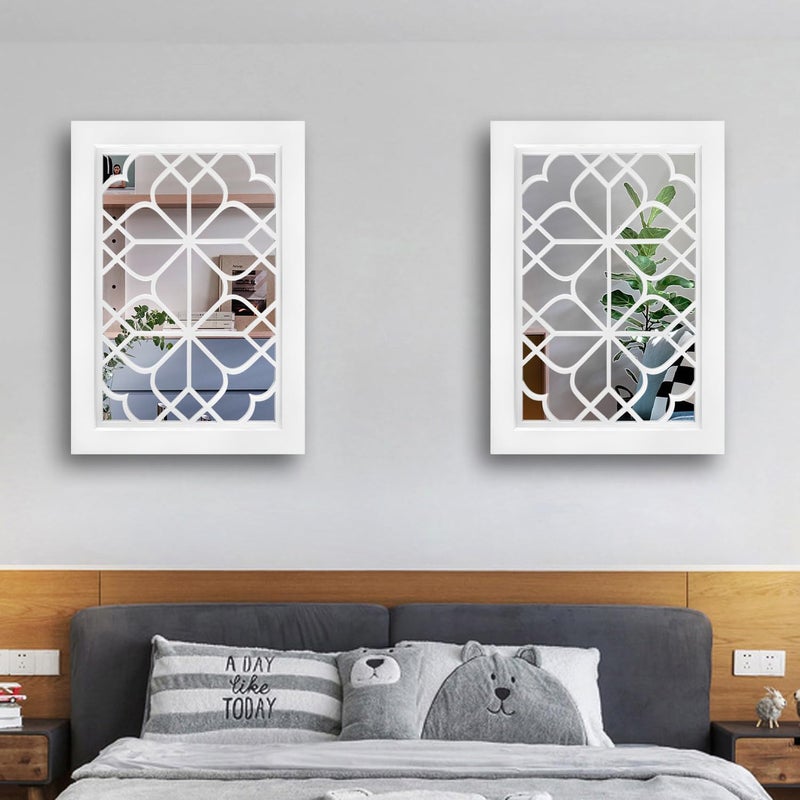 Wocred Set of 2 Rectangular Wall Mirror,Gorgeous Rustic Farmhouse Accent Mirror,White Color Entry Mirror for Bathroom Renovation,Bedrooms,Living Rooms and More(11”x15”) - Image 4