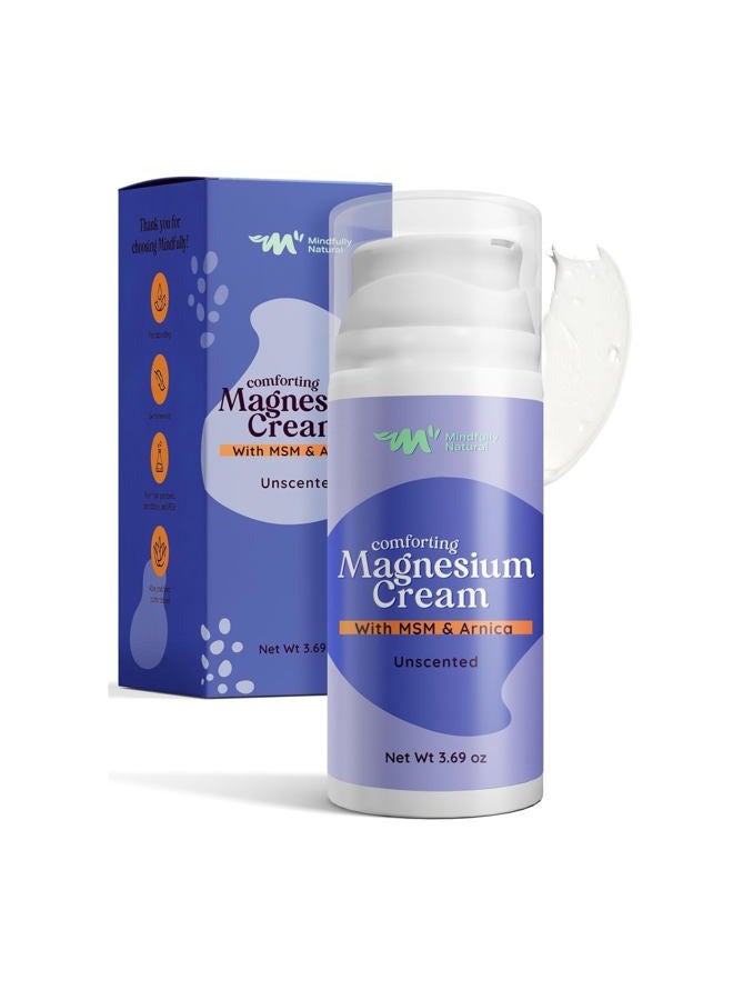 Mindfully Natural Magnesium Cream For Kids and Babies - Calming Body Lotion for Bedtime - Magnesium Chloride with Arnica and MSM in Organic Aloe & Shea Butter Base 3.69 oz (Unscented) - Image 1