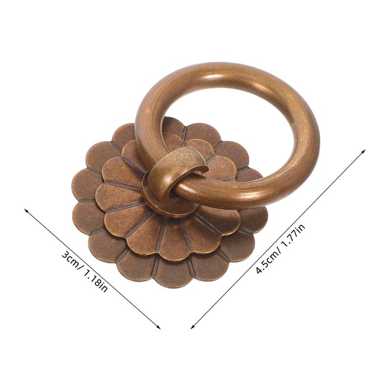 Vintage Brass Round Ring Pull Handles 6pcs Antique Bronze Cabinet Knobs With Screws - Image 3