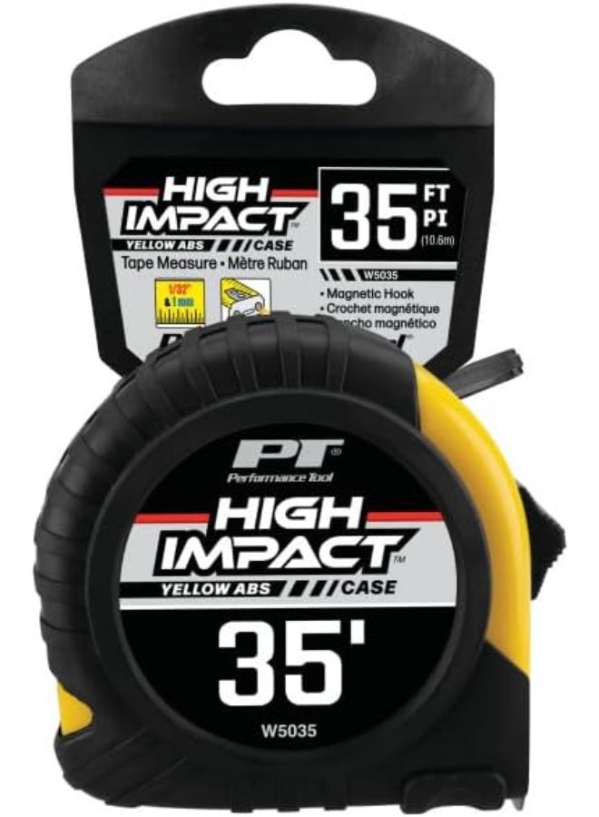 Performance Tool أداة الأداء W5035 شريط قياس بطول 35 قدم وسمك 1 بوصة، أصفر - Image 2