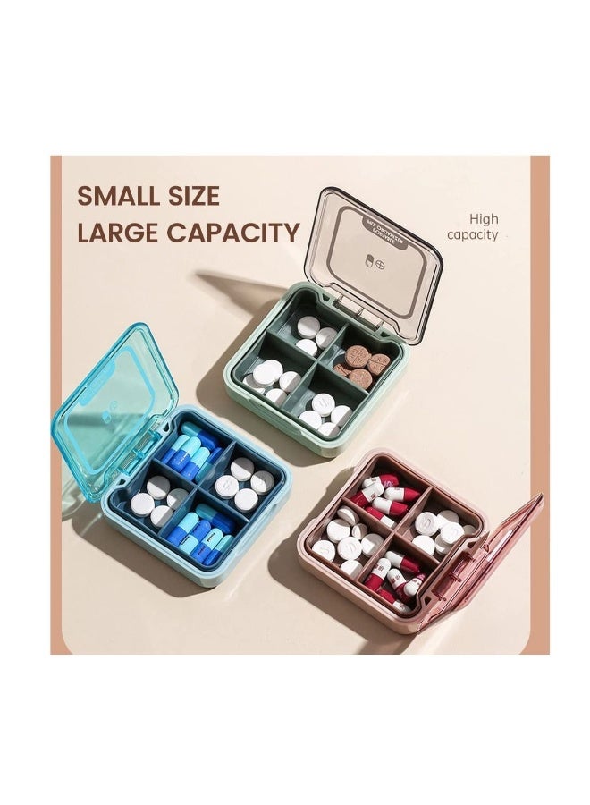 Generic Pill Organizer 3PCS Travel Pill Box Small Pill Case Medicine Organizer 4 Times a Day Cute Pill Container for Purse Pocket Portable Pill Dispenser for Vitamins Supplements Fish Oils Red Blue Green  - Image 5