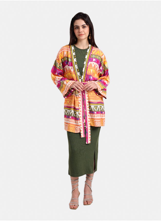 Carina Printed Kimono with Waist Belt  - Image 5