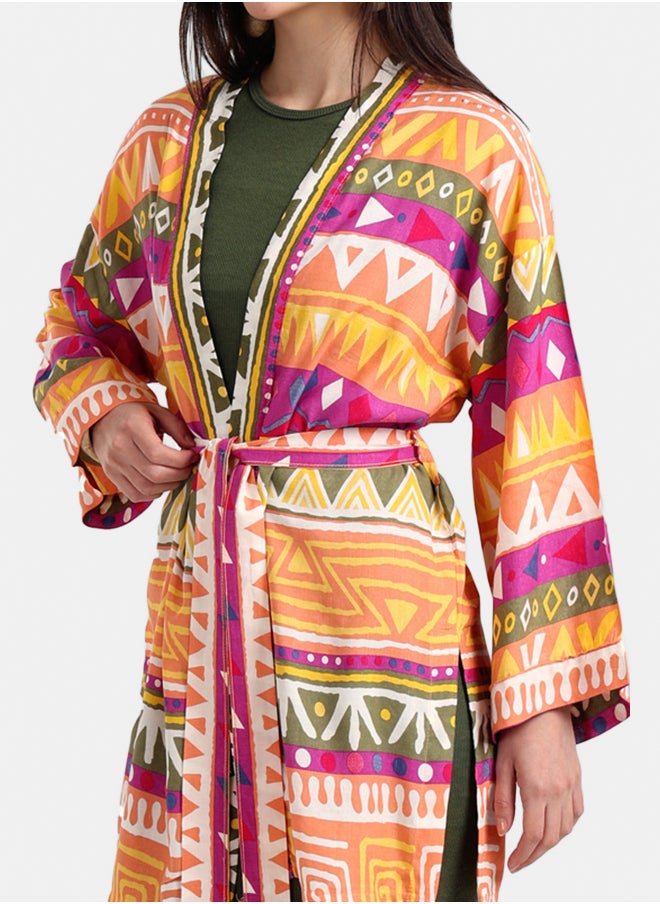 Carina Printed Kimono with Waist Belt  - Image 4