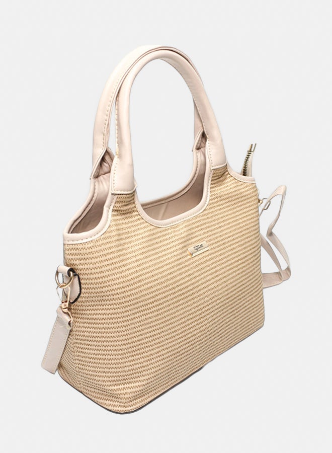 Glitter Bag with Cross Hand - Light Brown - Image 2