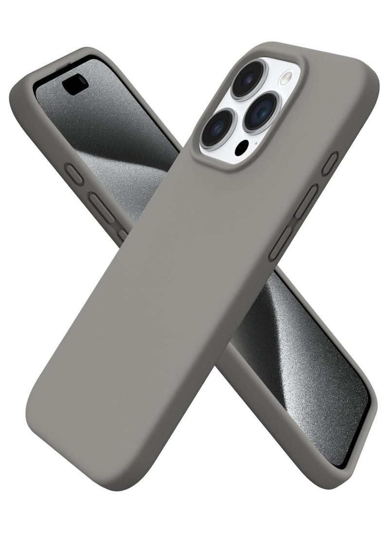 ELTRAZONE ELTERAZONE Compatible with iPhone 15 Pro Max Case Slim Liquid Silicone 3 Layers Full Covered Soft Gel Rubber Cover Protective Phone Case with Anti-Scratch Microfiber Lining (Grey) - Image 1