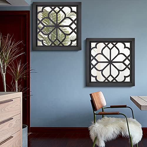 Wocred 2 PCS Square Wall Mirror,Gorgeous Rustic Farmhouse Accent Mirror,Black Entry Mirror for Bathroom Renovation,Bedrooms,Living Rooms and More(20”x20”) - Image 3