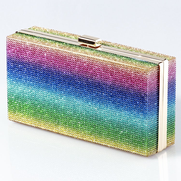 New Spot Spray Painted Rhinestone Evening Bag Full Diamond Evening Bag Women'S Cross-Body Dress Hand Small Square Bag - Image 2