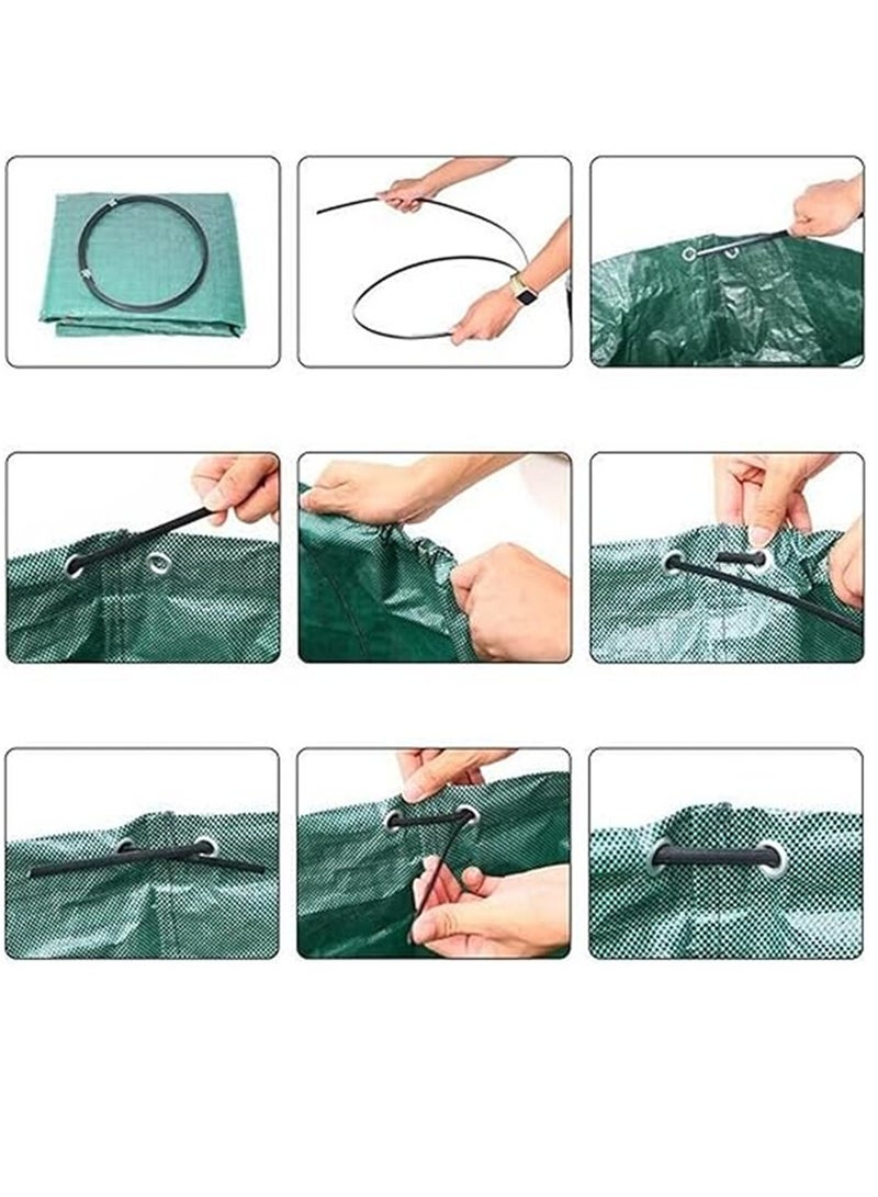 Garden Waste Bags, Heavy Duty 120 Litre Lawn Cleaning Bag, Builders Bags Reusable, Industrial Fabric and Handles, Green Garden Waste Sacks, Garden Bags Heavy Duty with Handles, 3 Pcs - Image 4