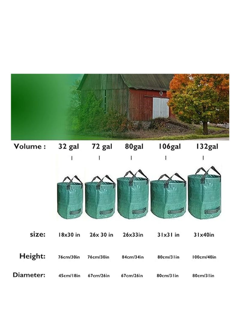 Garden Waste Bags, Heavy Duty 120 Litre Lawn Cleaning Bag, Builders Bags Reusable, Industrial Fabric and Handles, Green Garden Waste Sacks, Garden Bags Heavy Duty with Handles, 3 Pcs - Image 3