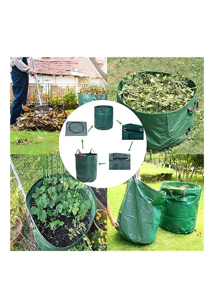 Garden Waste Bags, Heavy Duty 120 Litre Lawn Cleaning Bag, Builders Bags Reusable, Industrial Fabric and Handles, Green Garden Waste Sacks, Garden Bags Heavy Duty with Handles, 3 Pcs - Image 2