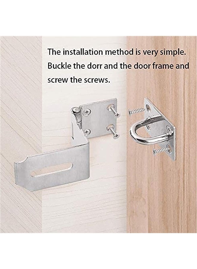 4 Inch Door Hasp Latch 90 Degree, Stainless Steel Safety Right Angle Padlock Hasp Locking Latch Security Door Clasp Hasp Lock  - Image 1