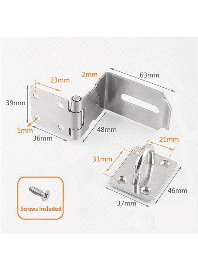 4 Inch Door Hasp Latch 90 Degree, Stainless Steel Safety Right Angle Padlock Hasp Locking Latch Security Door Clasp Hasp Lock  - Image 4