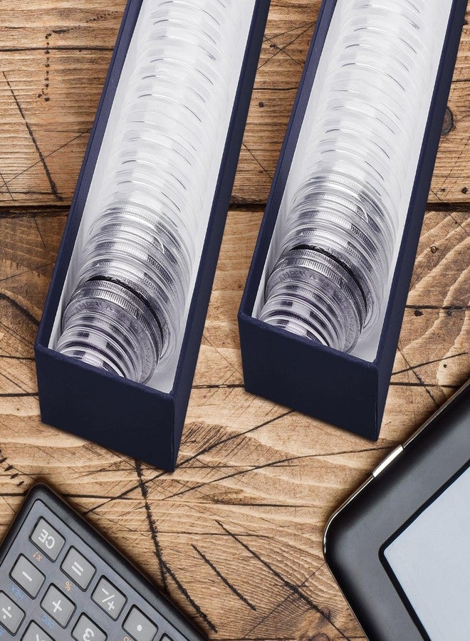 تيلينغ صندوق تخزين العملات المعدنية من تيلينج، 4 قطع، حوامل قابلة للطي 2x2 بوصة، لوازم جمع العملات المعدنية، حوامل لجمع السنتات، مصنوع من الورق المقوى (أزرق) - Image 5