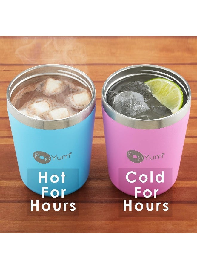 PopYum 9oz Insulated Stainless Steel Kidsâ€™ Cups with Lid and Straw, 2-Pack - Image 4