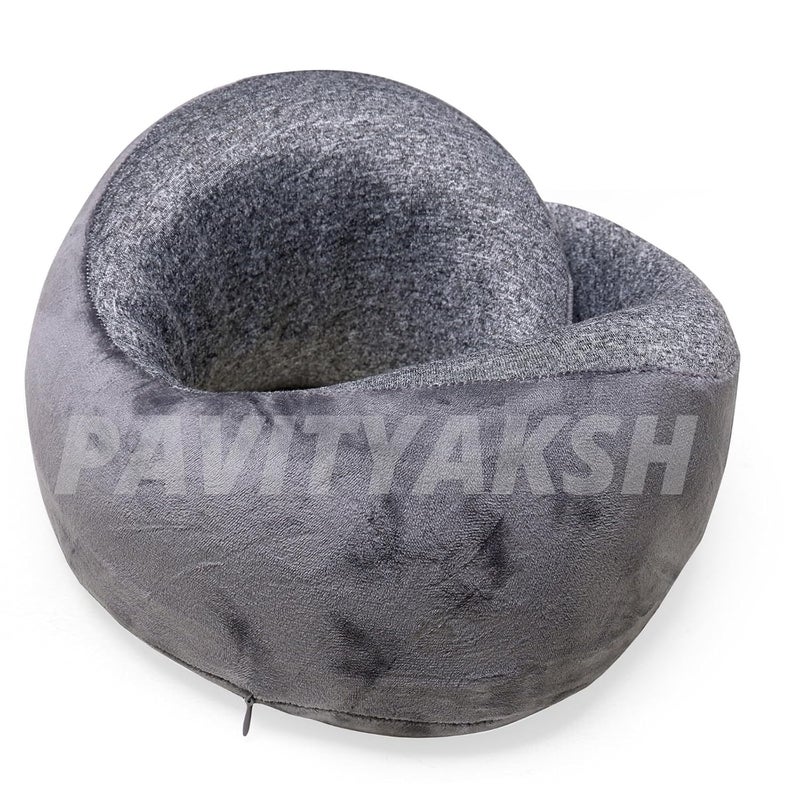 PAVITYAKSH Neck Pillow Premium Memory Foam Neck Pillow for Flight Travel Car Sleeping Adjustable Head Rest Neck Rest Travelling Pillow for Sleeping Head Support Gary Colour Pack of 1 - Image 2