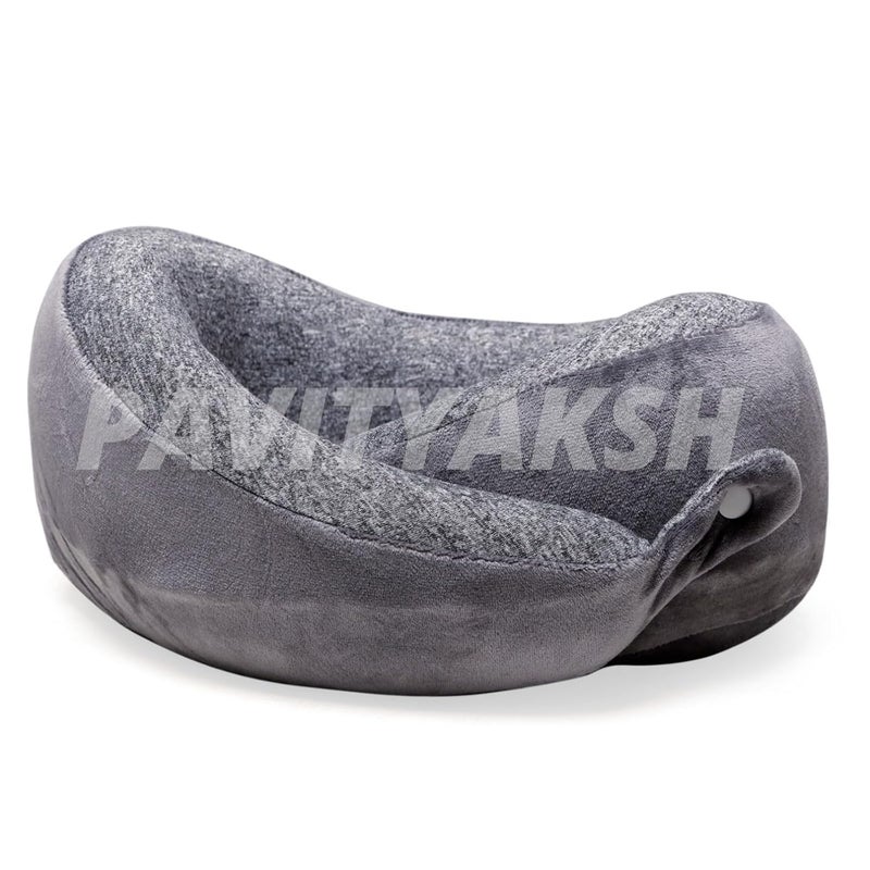 PAVITYAKSH Neck Pillow Premium Memory Foam Neck Pillow for Flight Travel Car Sleeping Adjustable Head Rest Neck Rest Travelling Pillow for Sleeping Head Support Gary Colour Pack of 1 - Image 1