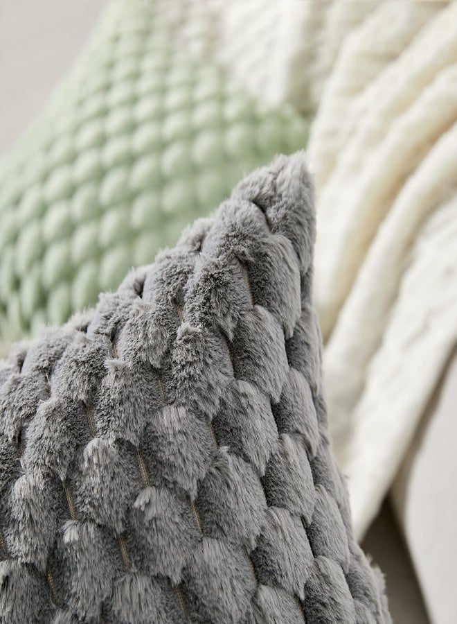 Yaertun Pack of 2 Decorative Faux Fur Grey Sofa Cushion Covers 45cm x 45cm 18x18 Inch Solid Square Throw Pillow Cases Soft Cozy Luxury Pillow Covers Couch Bed Livingroom - Image 3