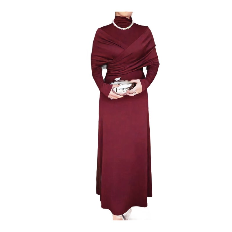 Women's Fitted Two-Piece Illusion Cross Design Dress - Image 1