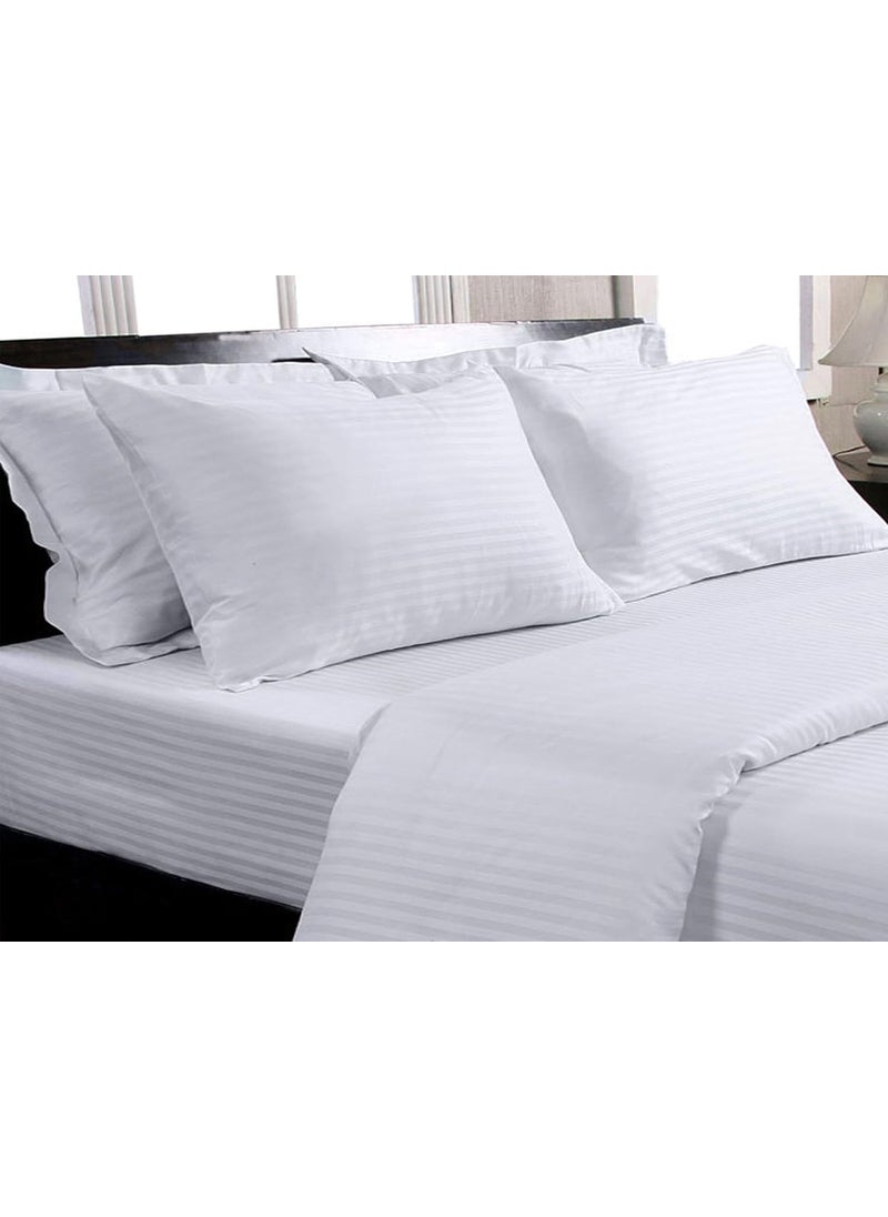 Maple Linens Maple Linens Satin Stripe Zippered DuvetQuiltRazaiComforter Cover Single 62X92 White  - Image 1
