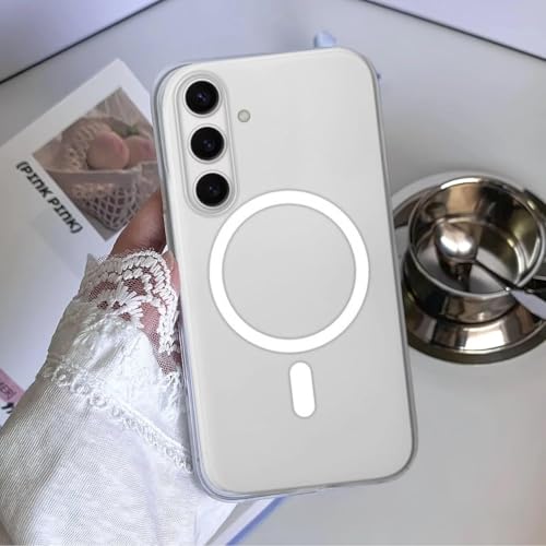 MAGICHUB Luxury Paper Thin Case Cover for Samsung Galaxy S24 FE 5G | Matte Finish | Only Compatible with Wireless Magnetic Accessories | Compatible with magsafe | (White) - Image 4