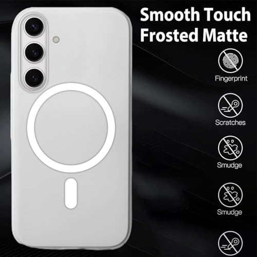 MAGICHUB Luxury Paper Thin Case Cover for Samsung Galaxy S24 FE 5G | Matte Finish | Only Compatible with Wireless Magnetic Accessories | Compatible with magsafe | (White) - Image 3