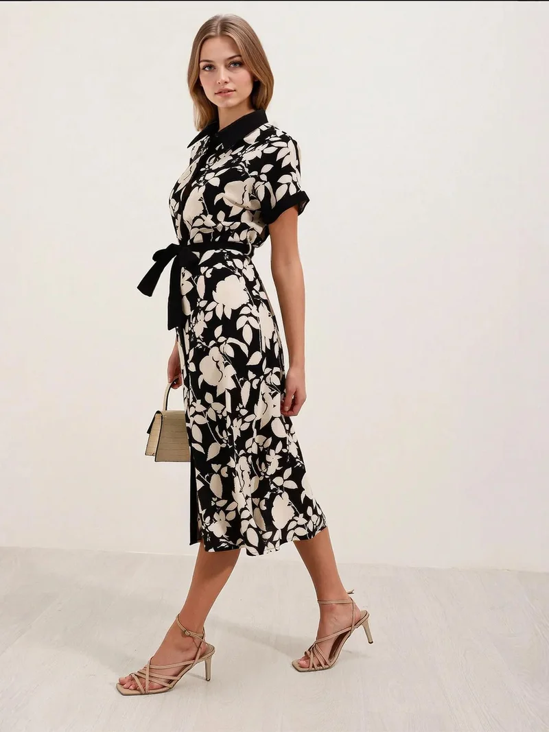 بيغ دارت فستان ميدي مزهر بفيونكة من