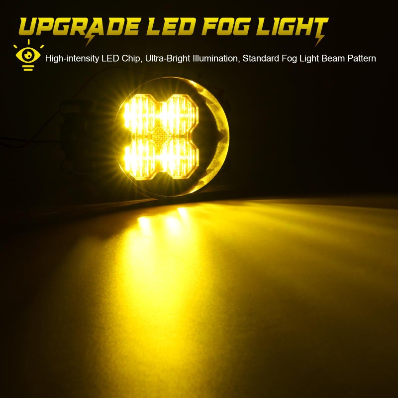 AUYICH Yellow LED Fog Lights Fits For 2012-2023 Tacoma,2014-2021 Tundra,2010-2024 4Runner,2011-2019 Toyota Sienna,2009-2016 Toyota Corolla,2008-2013 LX570(SAE Fog Lamp,Amber LED Light Kit) - Image 3