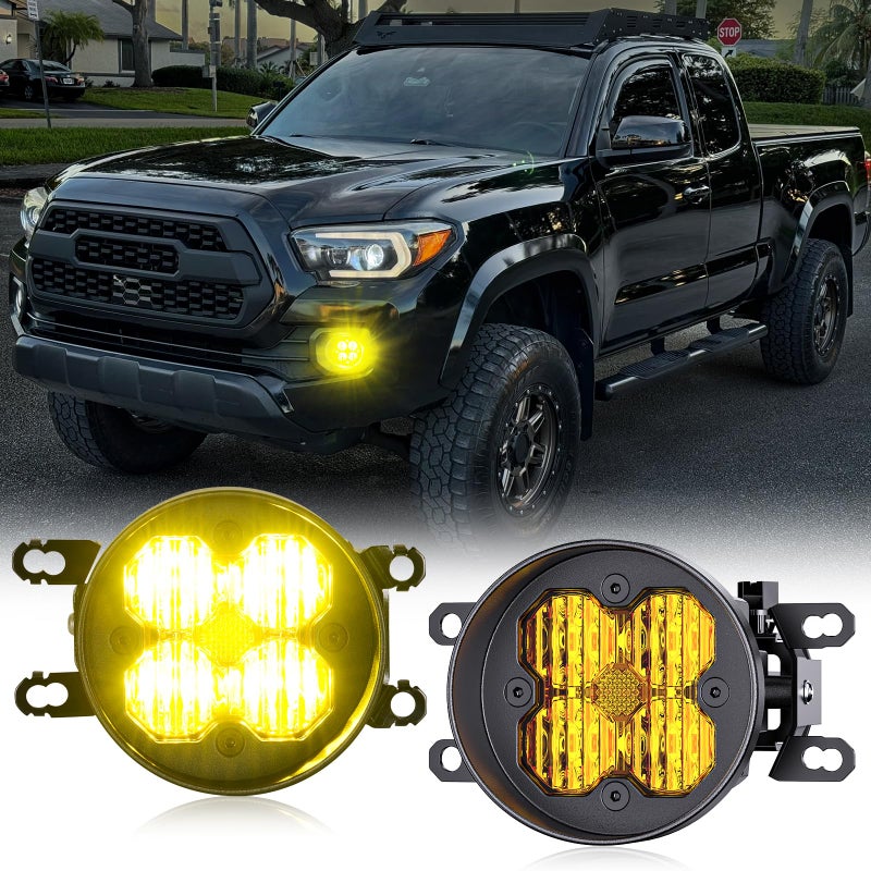 AUYICH Yellow LED Fog Lights Fits For 2012-2023 Tacoma,2014-2021 Tundra,2010-2024 4Runner,2011-2019 Toyota Sienna,2009-2016 Toyota Corolla,2008-2013 LX570(SAE Fog Lamp,Amber LED Light Kit) - Image 2