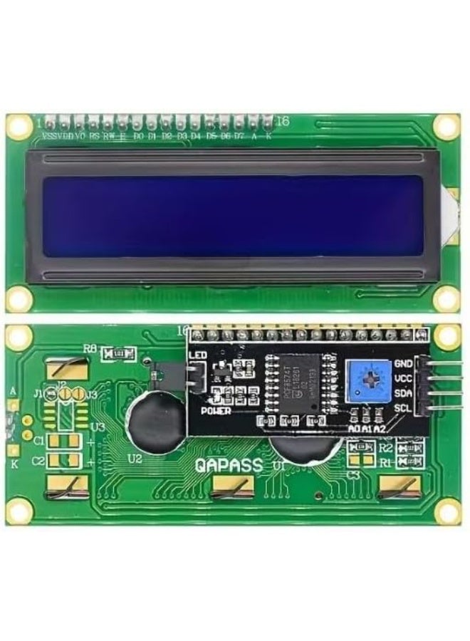وحدة عرض LCD I2C 1602 من فيرست مون 16x2 مع إضاءة خلفية زرقاء | متوافقة مع Arduino و Raspberry Pi و STM32 | واجهة I2C | لمشاريع IoT و DIY - Image 1