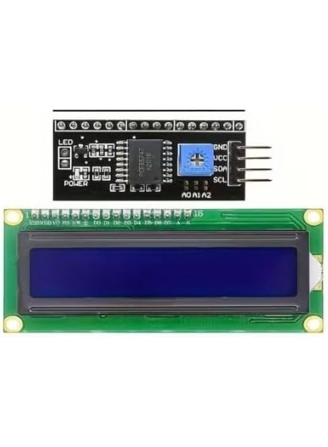 وحدة عرض LCD I2C 1602 من فيرست مون 16x2 مع إضاءة خلفية زرقاء | متوافقة مع Arduino و Raspberry Pi و STM32 | واجهة I2C | لمشاريع IoT و DIY - Image 2