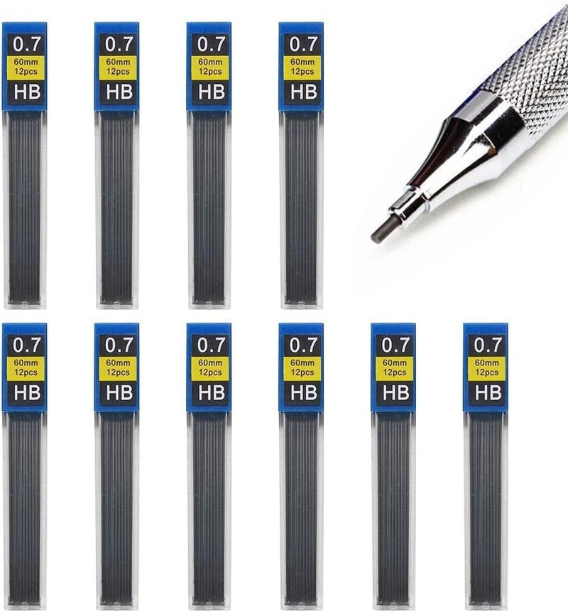DreamAug 0.7mm HB Mechanical Pencil Lead Refills â€“ 120 Pieces (10 Tubes x 12 Leads), Break-Resistant Polymer Graphite Refills for Mechanical Pencils, Smooth Writing School & Office Supplies - Image 1