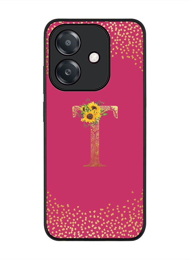Stylizedd For Oppo A5i Case,Slim fit Camera Protection, Shockproof Thin Phone cover  - Custom Floral Monogram - T ( Deep Pink )