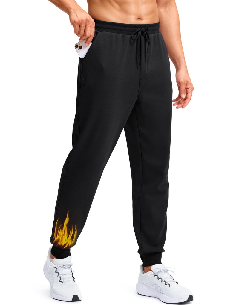 Soothfeel Men's Fleece Joggers Cotton Sweatpants with Deep Pockets Loose Athletic Running Gym Workout Winter Warm Pants, Black M - Image 1