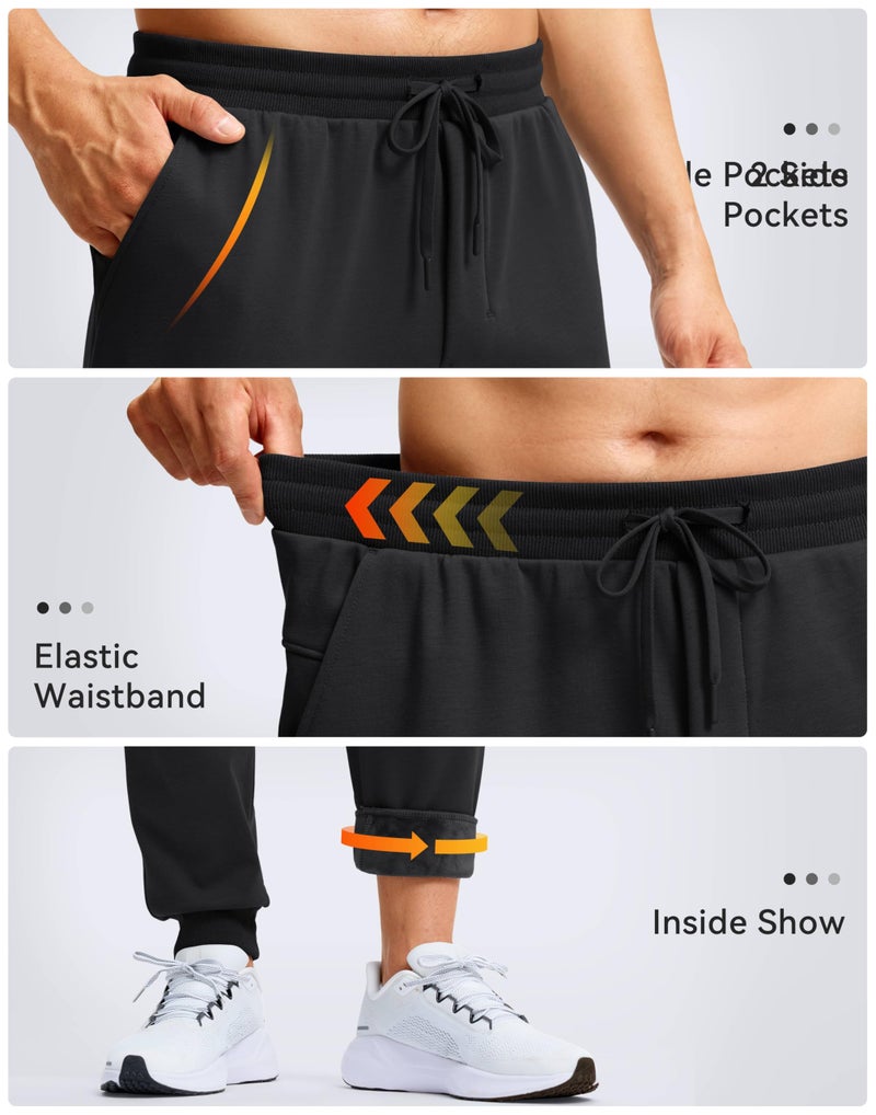 Soothfeel Men's Fleece Joggers Cotton Sweatpants with Deep Pockets Loose Athletic Running Gym Workout Winter Warm Pants, Black M - Image 5