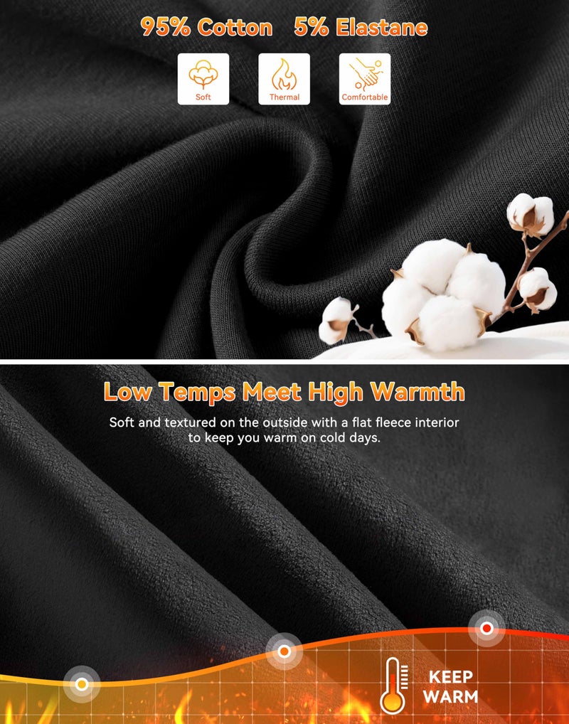 Soothfeel Men's Fleece Joggers Cotton Sweatpants with Deep Pockets Loose Athletic Running Gym Workout Winter Warm Pants, Black M - Image 4