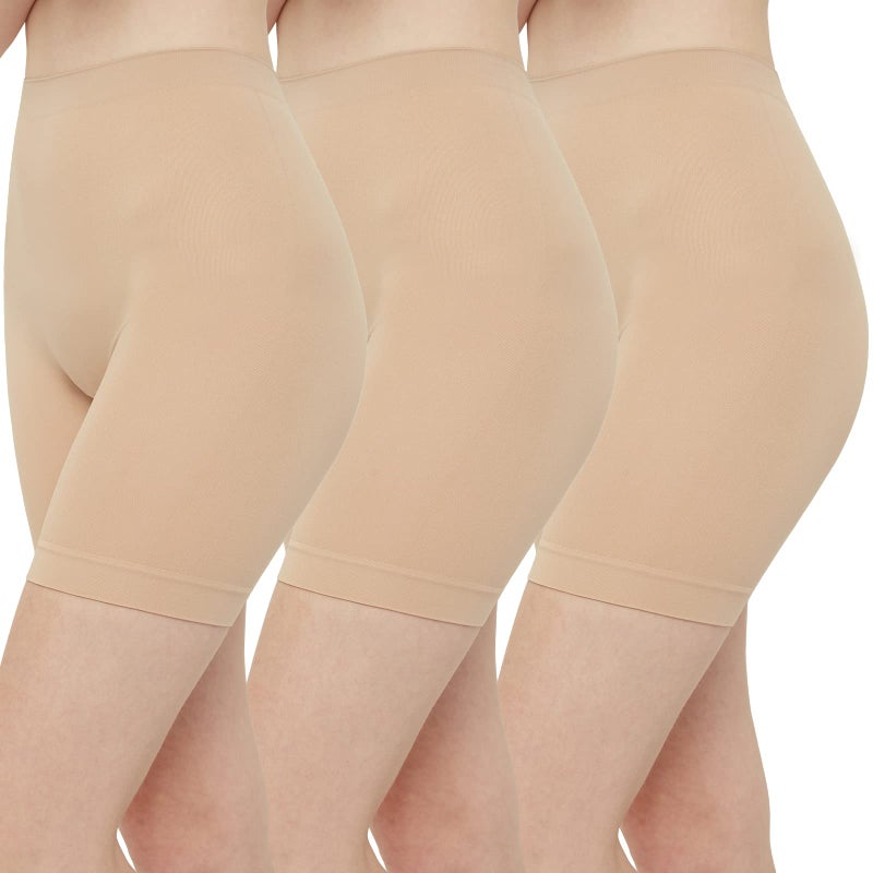 INNERSY Women's Slip Shorts for Under Dresses High Waisted Shorts 3-Pack(Nude,Small) - Image 1