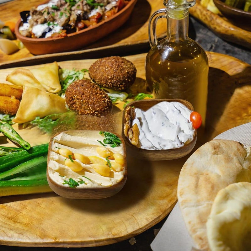 FillTouch 10 Pcs Natural Acacia Wooden Bowl Small Square Wood Serving Bowl 4 x 4 x 16 Inch Handmade Calabash Dessert Bowls Mini Wooden Bowl for Kitchen Appetizers Candy Fruits Dips Sauce Seeds Snacks - Image 5