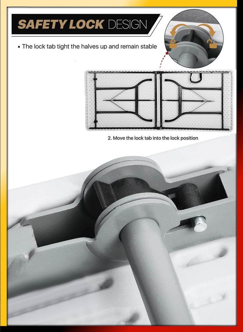 DBLEW طاولة تخييم قابلة للطي متعددة الاستخدامات 180 سم خفيفة الوزن من الألمنيوم قابلة للطي محمولة للاستخدام الداخلي والخارجي للنزهات والشواء والحفلات والمطبخ والطعام والتخييم والحدائق - Image 4