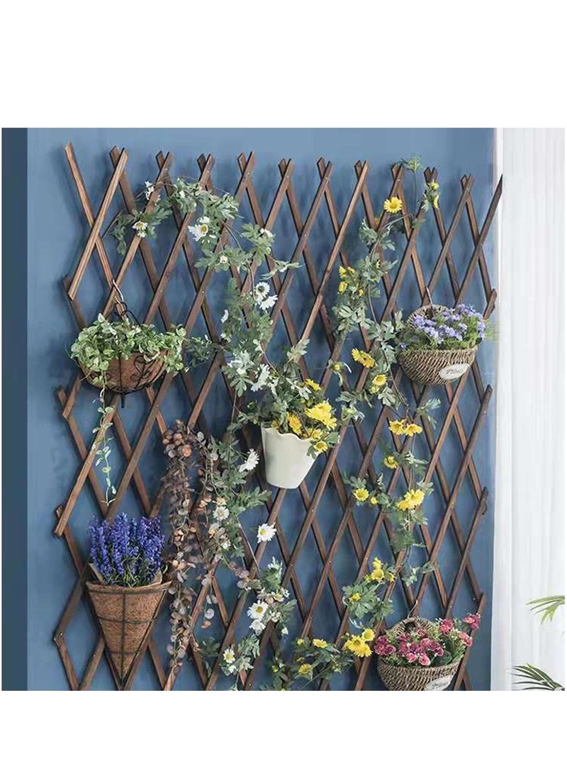 LINGWEI Wooden Expandable Garden Fence Portable Wood Wicker Bamboo Fence Hanging Wooden Plant Trellis Frame Support For Climbing Vines Flowers Wall Decor - Image 1