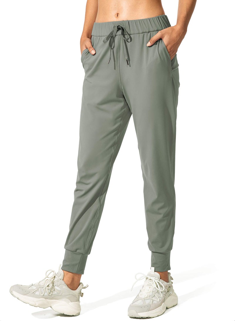 SANTINY Women's Joggers Pants Pockets Drawstring Running Sweatpants for Women Lounge Workout Jogging(Grey Sage_S) - Image 1