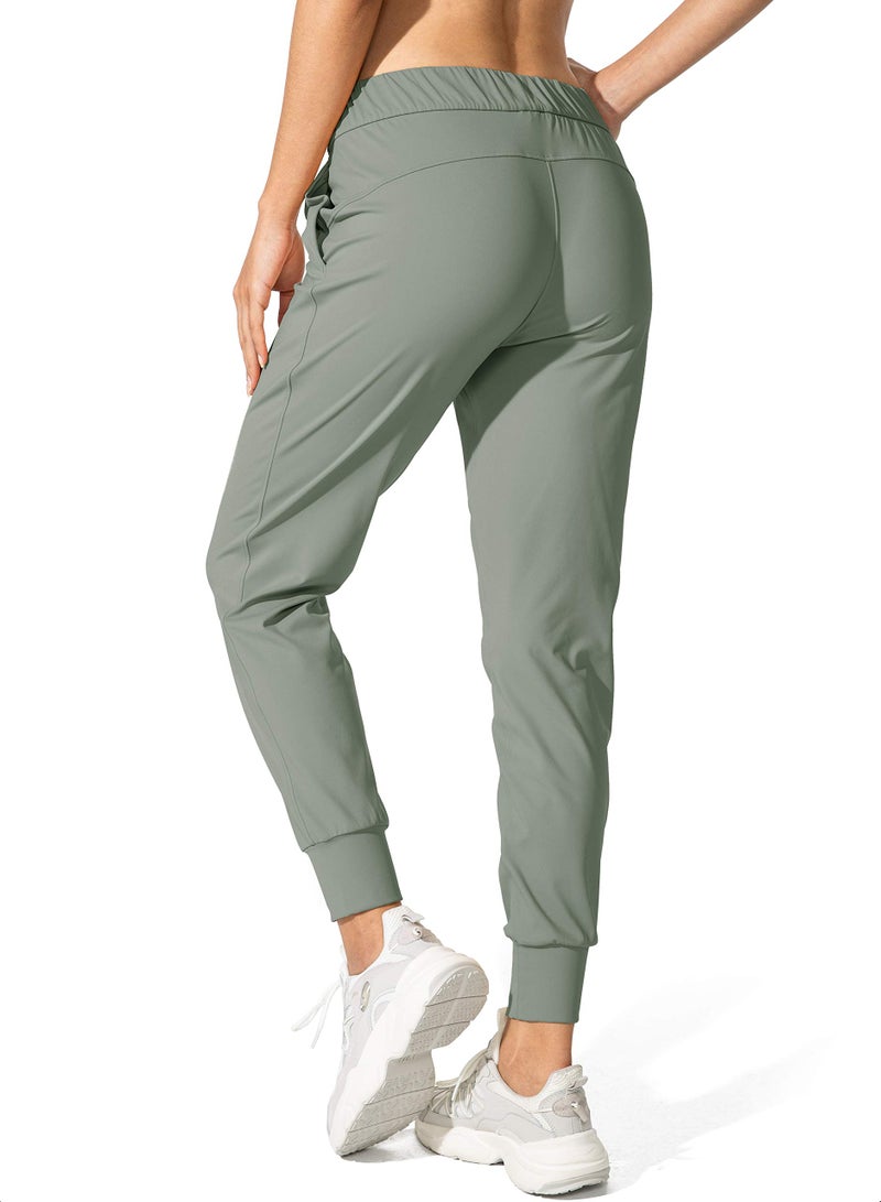 SANTINY Women's Joggers Pants Pockets Drawstring Running Sweatpants for Women Lounge Workout Jogging(Grey Sage_S) - Image 2